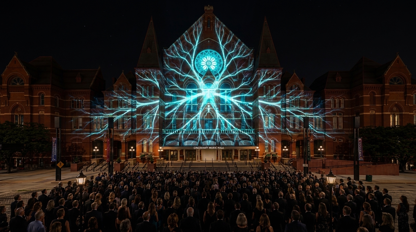 Act III variant: network pathways radiating from the rose window